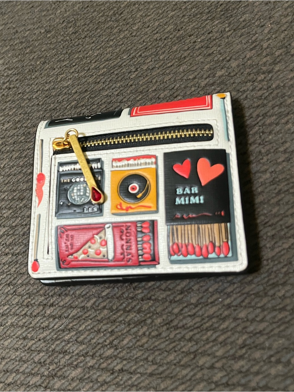kate spade NY printed compact wallet in black, red, yellow and cream - Picture 3 of 5
